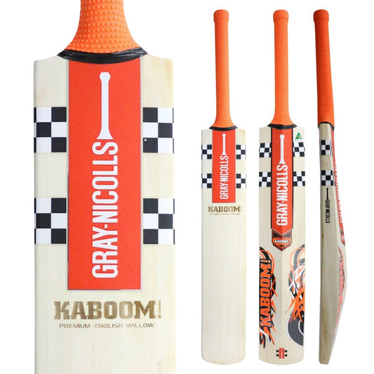 GRAY - NICOLLS KABOOM PREMIUM ENGLISH WILLOW CRICKET BAT - Acrux Sports