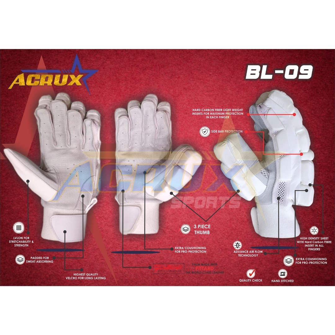 BL 09 Junior Cricket Batting Gloves Pittard Palm - Clean skin batting gloves