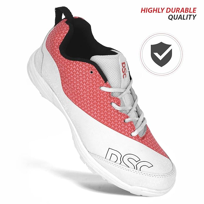 DSC Rigor X Cricket Shoes - White/Red