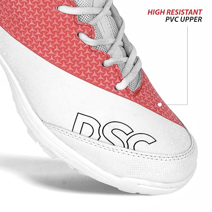 DSC Rigor X Cricket Shoes - White/Red - Acrux Sports