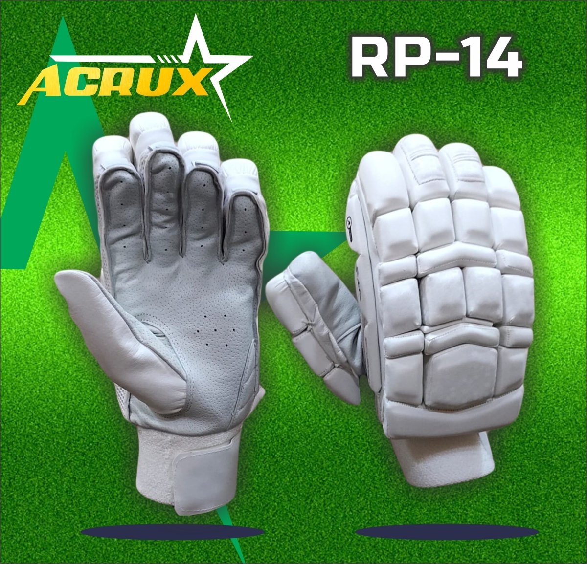 English Willow Bat With Massive 45mm++ Edges + Cricket Batting Gloves RP-14 Combo - Acrux Sports