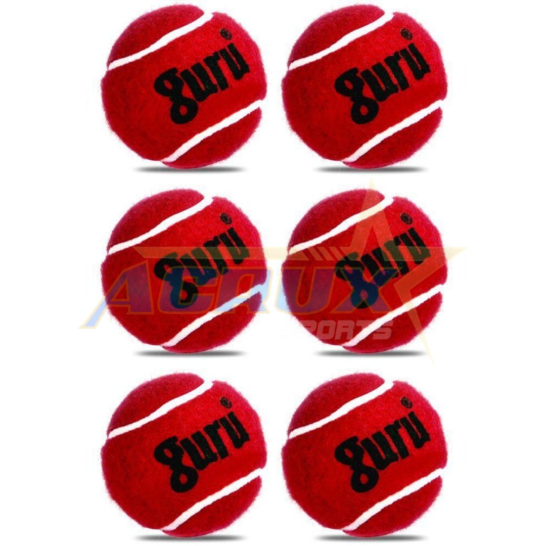 Guru Heavy Tennis Cricket Ball Maroon Colour Pack of 6.