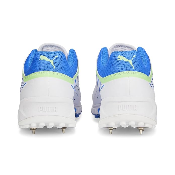 Puma 22.2 Cricket Shoes With Steel Spikes - White/Green/Blue - Acrux Sports
