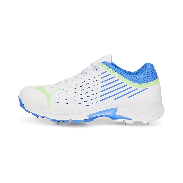 Puma 22.2 Cricket Shoes With Steel Spikes - White/Green/Blue