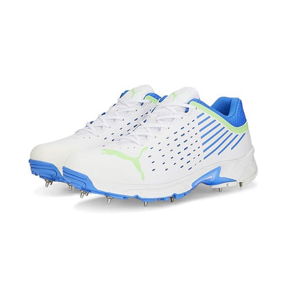 Puma 22.2 Cricket Shoes With Steel Spikes - White/Green/Blue - Acrux Sports