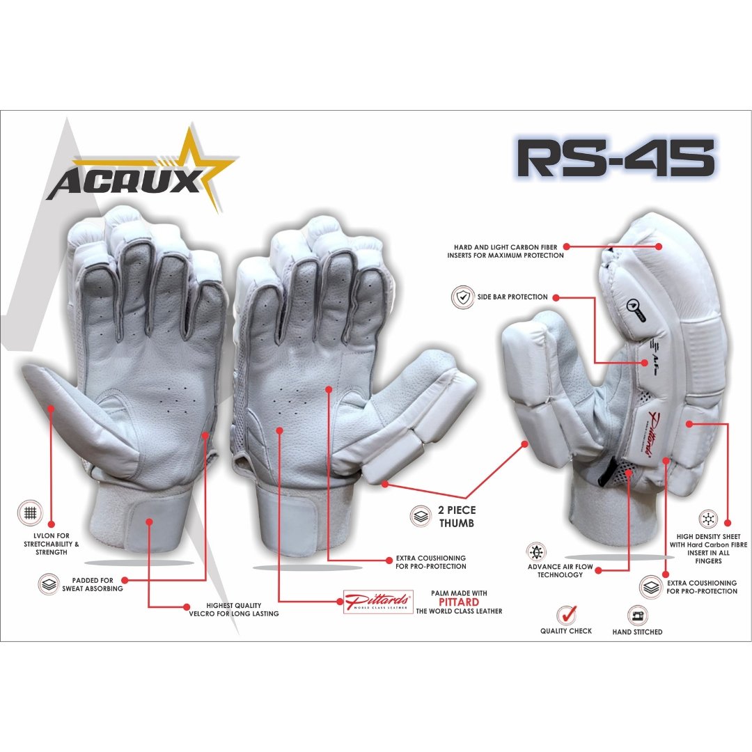 RS 45 Fusion Style Cricket Batting Gloves Pittard Palm