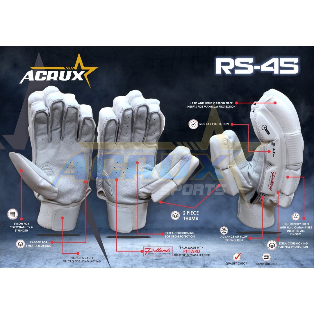 RS 45 Fusion Style Cricket Batting Gloves Pittard Palm.