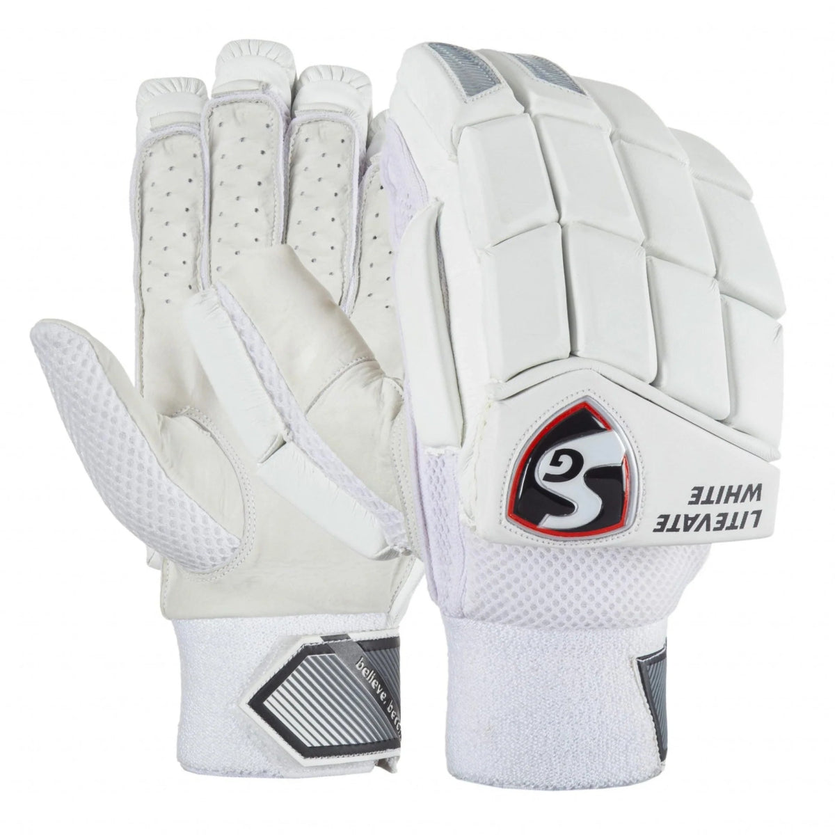 SG Litevate White Junior Cricket Batting Gloves - Acrux Sports
